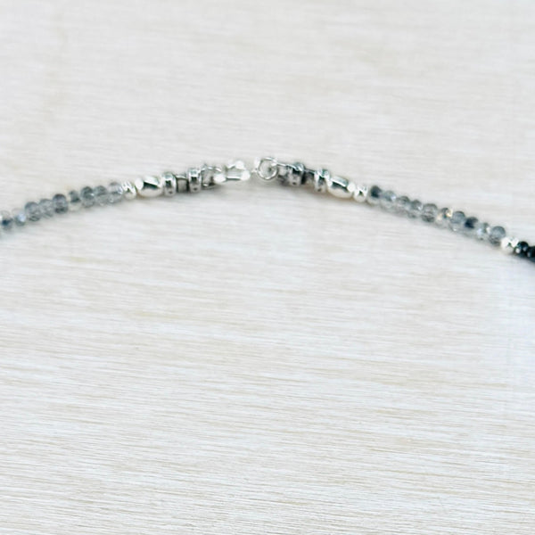 Spinel, Crystal, Hematite and Sterling Silver Bead Necklace by Emily Merrix.