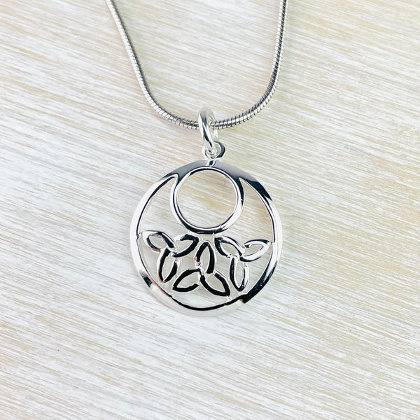 Small Round Celtic Design Sterling Silver Pendant.