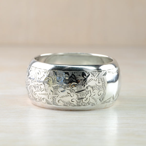 Single Engraved Antique Silver Napkin Ring, Hallmarked Birmingham, 1899
