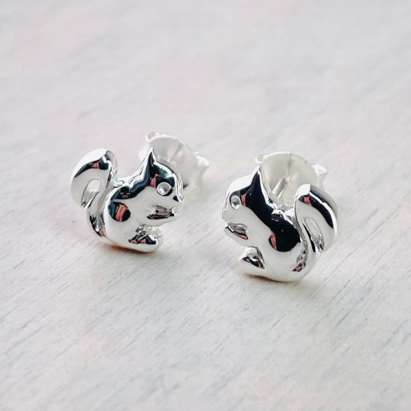 Sterling Silver Squirrel Stud Earrings