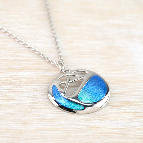 Sterling Silver and Enamel Blue Arts and Crafts Pendant by Nicole Barr.