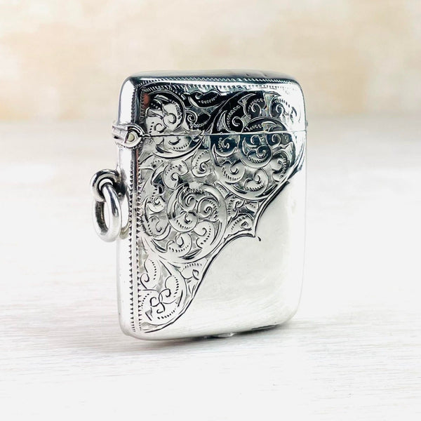 Antique Sterling Silver Vesta Case , Hallmarked Birmingham 1905