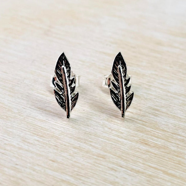 Sterling Silver 'Leaf' Stud Earrings.