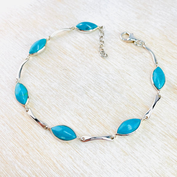 Sterling Silver and Turquoise Link Set Bracelet.