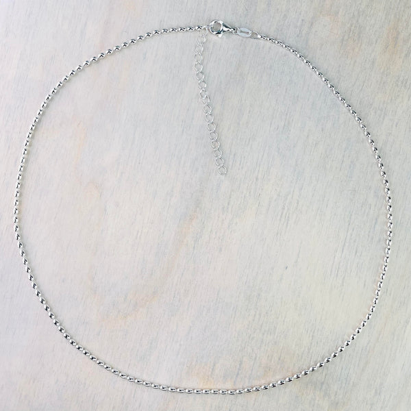 16 - 18 inch High Polished Sterling Silver 'Bean' Chain.