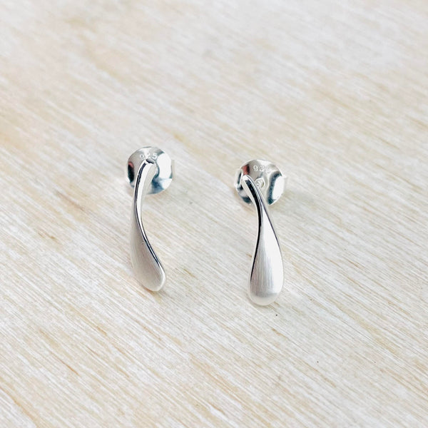 Matt Silver Droplet Stud Earrings by JB Designs.