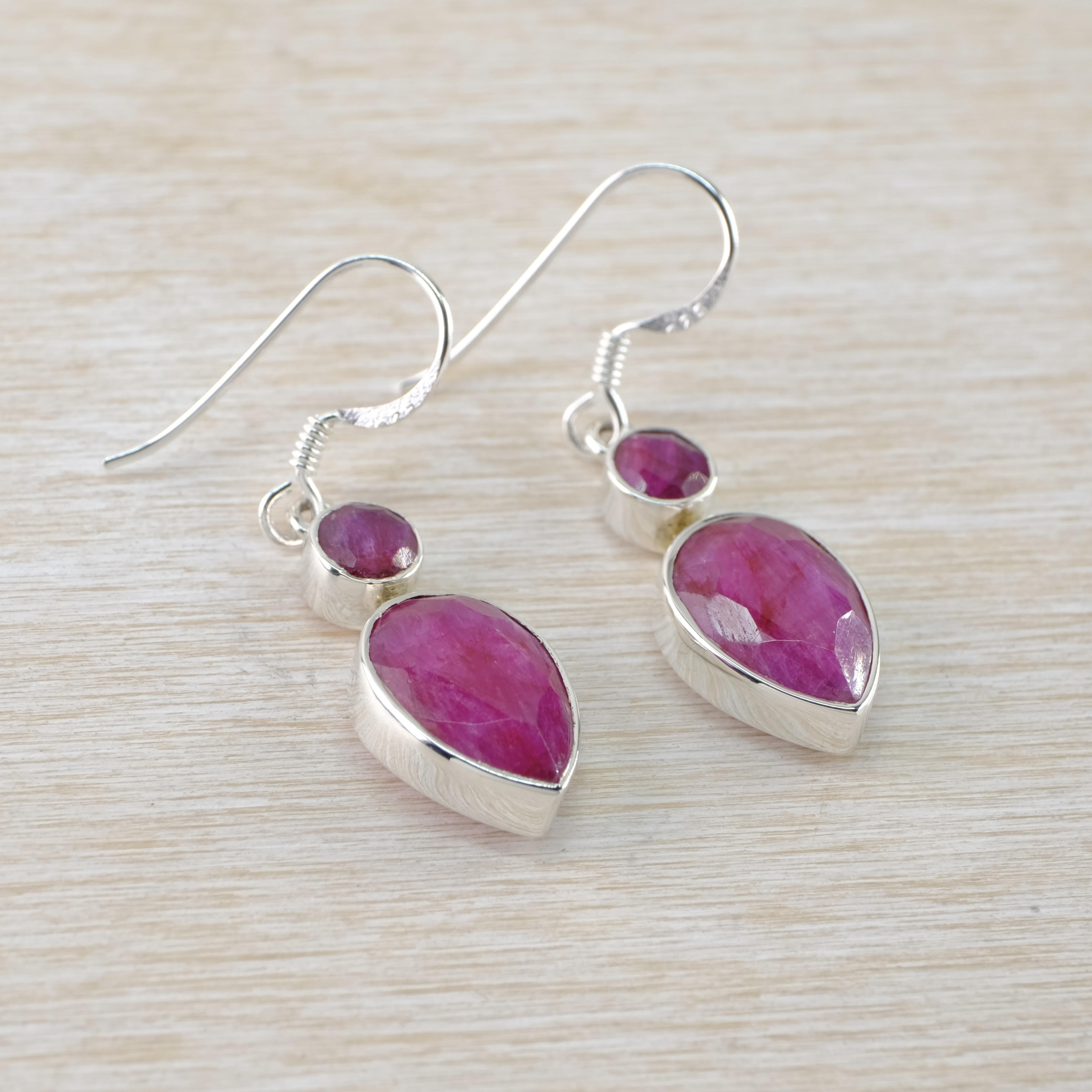 Double Stone Sterling Silver and Ruby Quartz Earrings. – Smithsonia