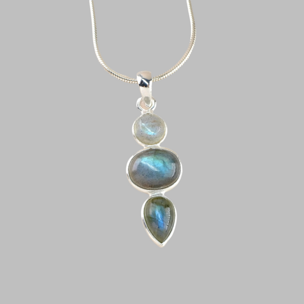 Sterling Silver and Triple Labradorite Pendant.