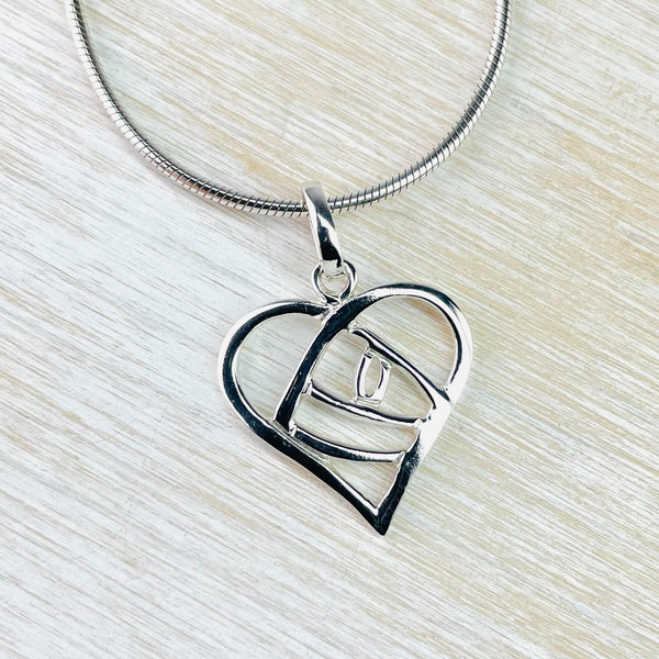 Sterling Silver Heart Shaped Mackintosh Style Pendant.