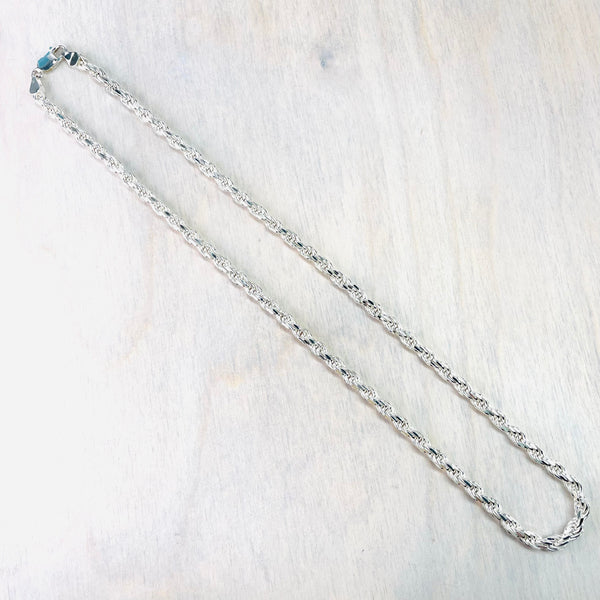 Heavy Sterling Silver Multi Link Rope Chain Necklace.