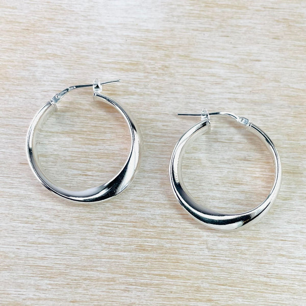 Sterling Silver Mobius Design Hoop Earrings by JB Designs.