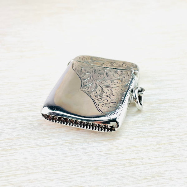 Antique Sterling Silver Vesta Case , Hallmarked Birmingham 1905