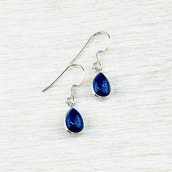 Sterling Silver Teardrop Lapis Lazuli  Drop Earrings.