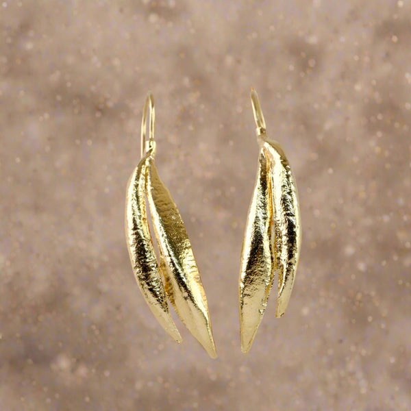 Elegant Gold Plated on Silver Leaf Earrings by JB Designs.