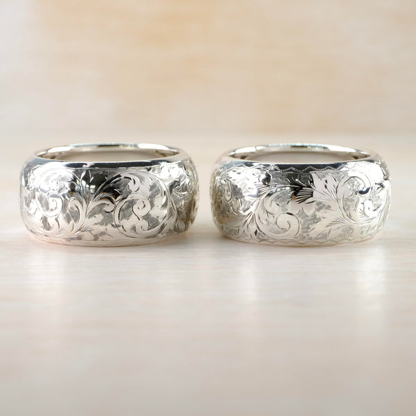 Pair of Round Antique Silver Napkin Rings, Hallmarked in Chester in 1908.