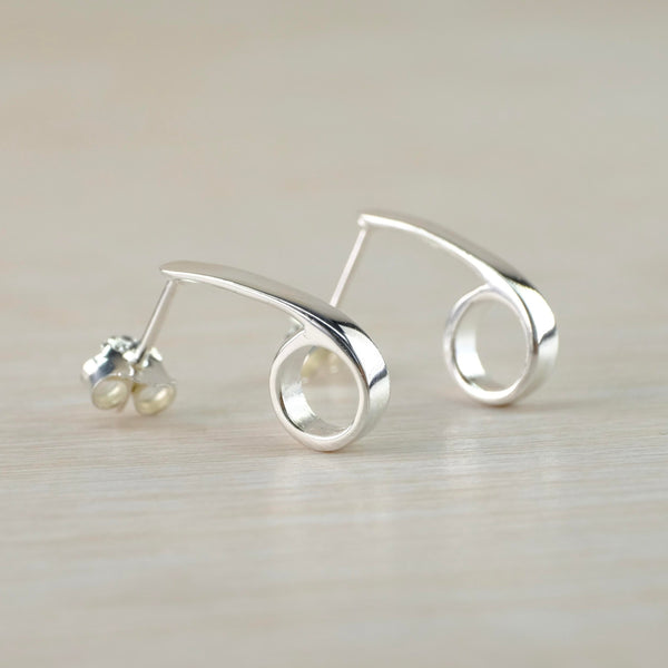 Polished Sterling Silver Coil Stud Earrings.