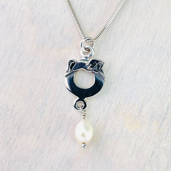 'Take the Reins' Sterling Silver and Pearl Pendant.