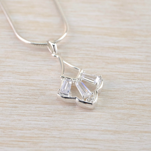 Art Deco Style Sterling Silver and CZ Pendant by JB Designs.