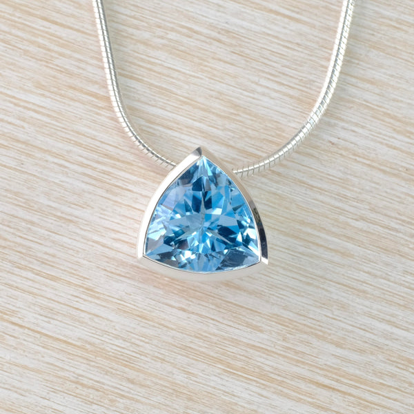 'Trillion' Blue Topaz and Sterling Silver Pendant.