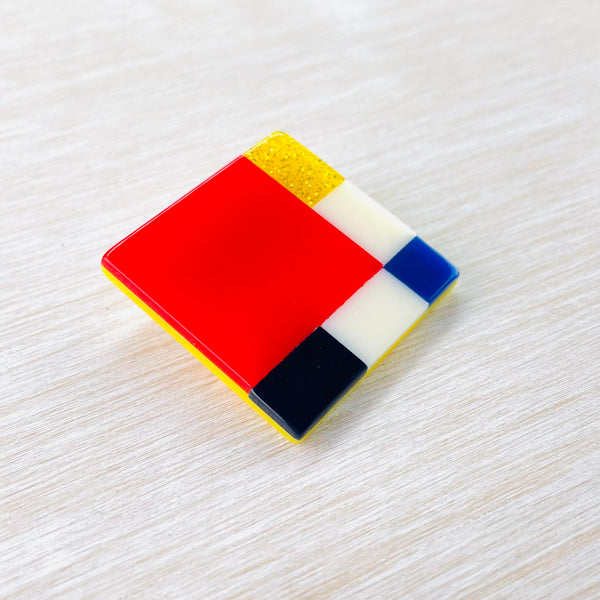 Resin 'Mondrian' Art Brooch.