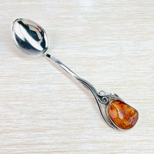 Handmade Sterling Silver and Baltic Amber Spoon.