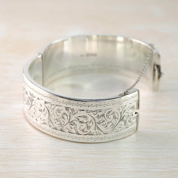 Vintage Silver Bangle Bracelet, Hallmarked in Chester, 1955
