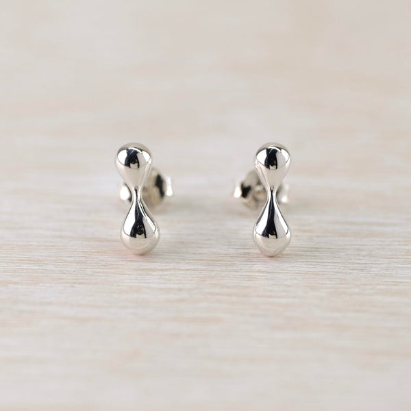 Polished Silver Droplet Stud Earrings by JB Designs.