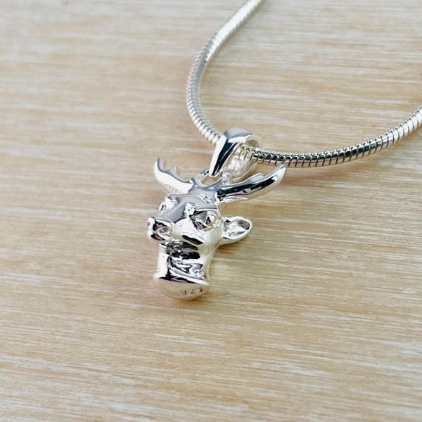 Sterling Silver Three Dimensional Stag's Head Pendant by JB Designs.
