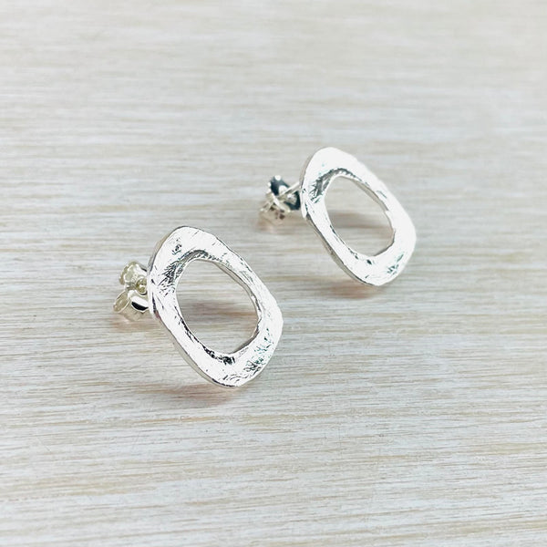 Textured 'Square' Silver Stud Earrings by JB Designs.