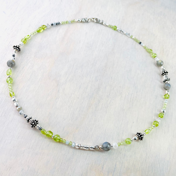 Rainbow moonstone deals bead necklace