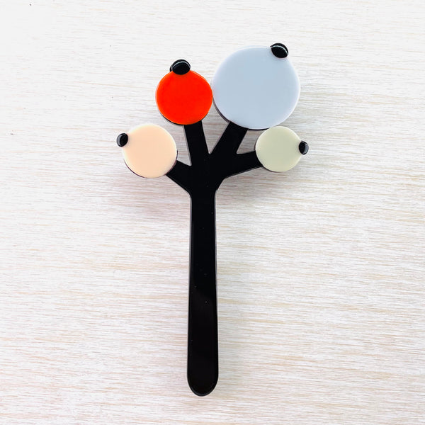 Multi Coloured Resin Tree Brooch.