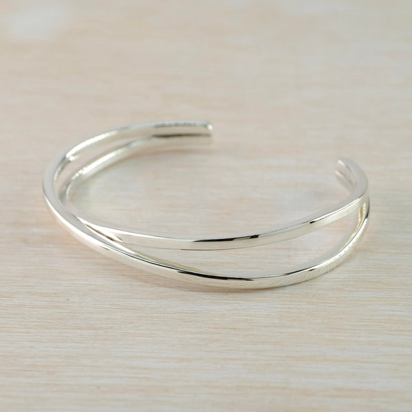 Crossover Sterling Silver Cuff Bangle.