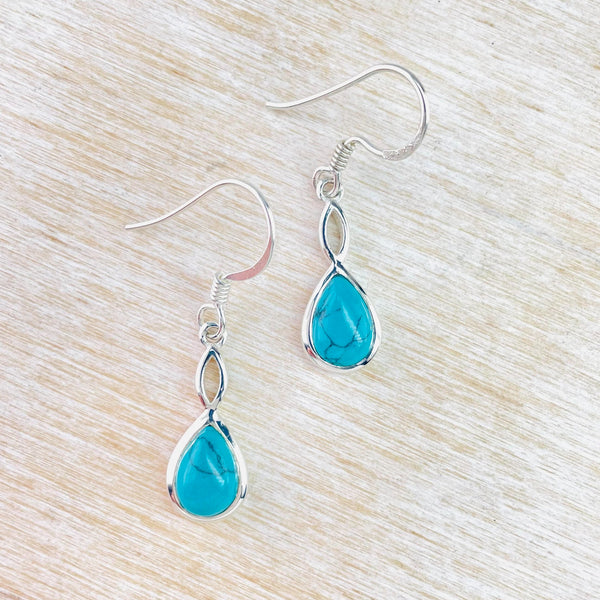 Tear Drop Sterling Silver and Turquoise Earrings.