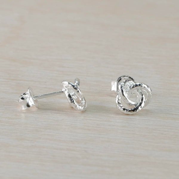 Hammered Sterling Silver Knot Stud Earrings.