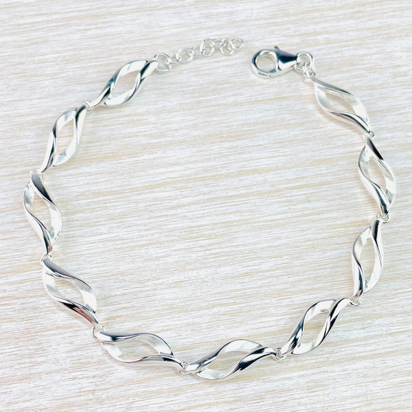 Twist Matt and Polished Silver Linked Bracelet by JB Designs.