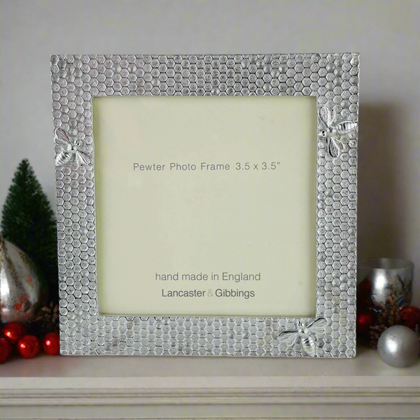 Handmade Honeycomb Design Pewter Photograph Frame ( 3.5" x 3.5" Picture).