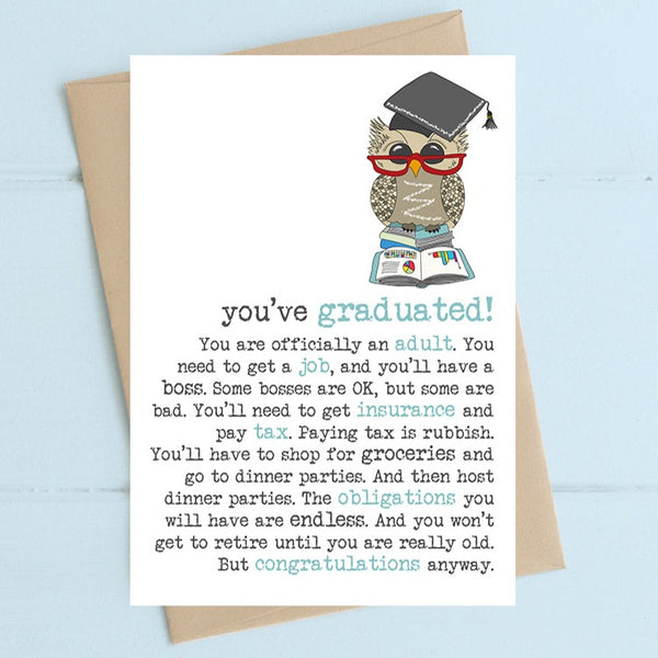 Dandelion Design 'Owl' Graduation Card.