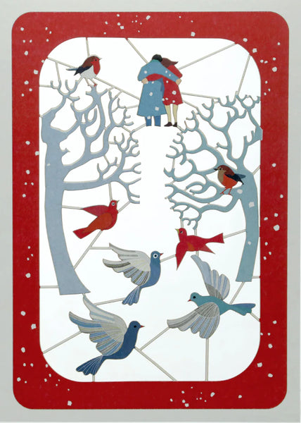"Couple Walking In The Snow" Laser Cut Christmas Card.