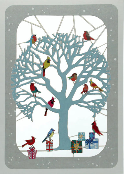 "Tree With Birds"  Laser Cut Christmas Card.