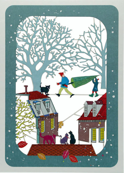 "Collecting The Tree" Laser Cut Christmas Card.