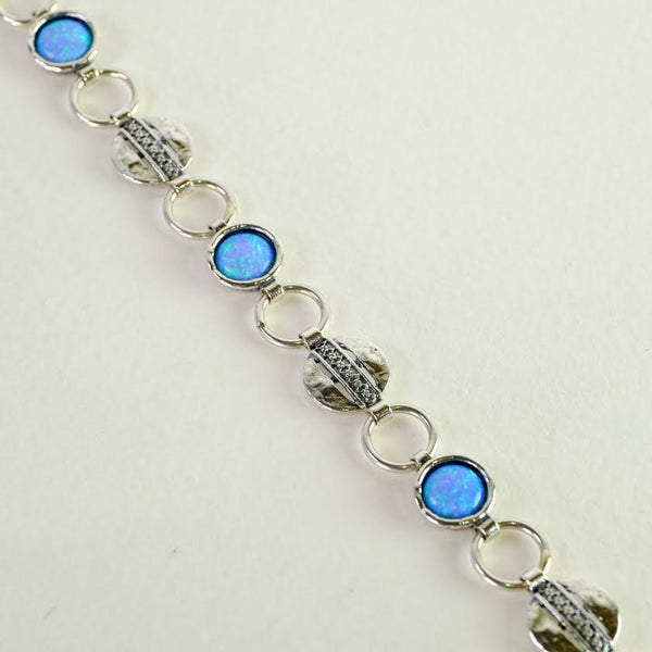 Silver Circles and Opal Bracelet.