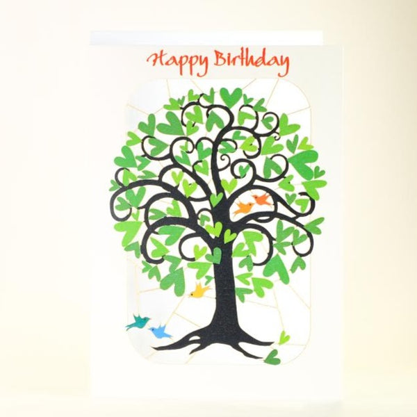 'Heart Leaves' Laser Cut Birthday Card.