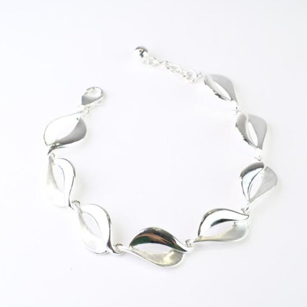 Satin and Polished Silver Linked Bracelet by JB Designs.