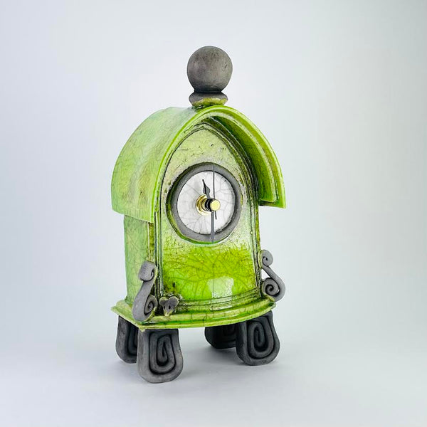 Lime Green Ceramic Clock by Ian Roberts.