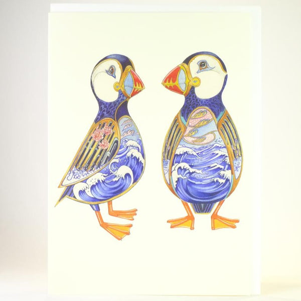'Puffins' Blank Greetings Card.