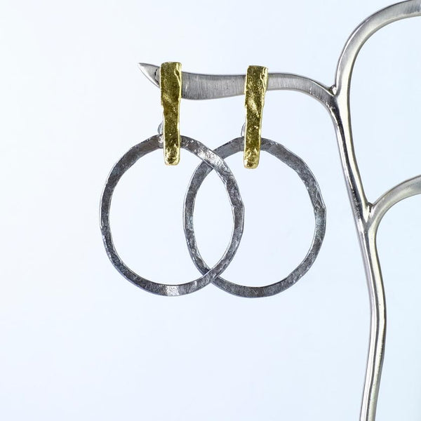 Textured Silver and Gold Plated Geometric Earrings by JB Designs.
