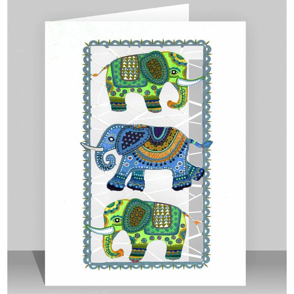' Three Elephants' Laser Cut Blank Card