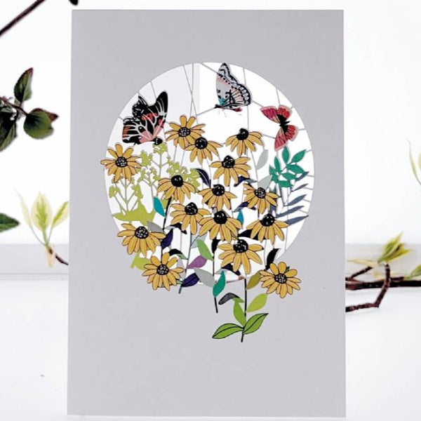 'Butterflies and Daisies' Laser Cut Blank Card