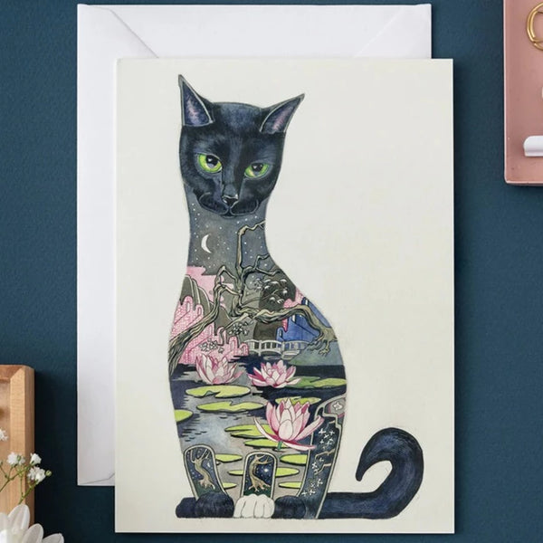 'Black Cat' Blank Greetings Card.