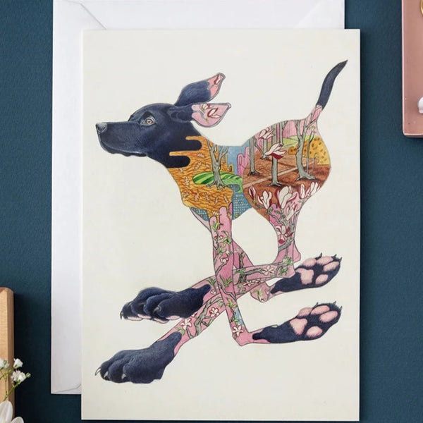 'Black Labrador' Blank Greetings Card.